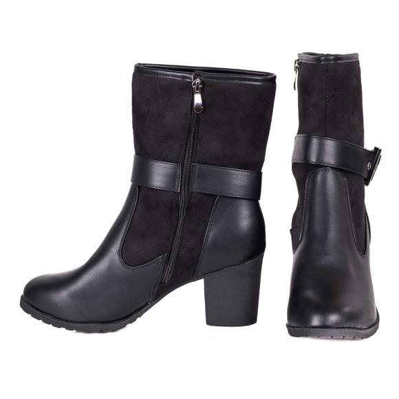 Women's 10" Faux Leather Heel Boots w/ Suede - Picture 2 of 3