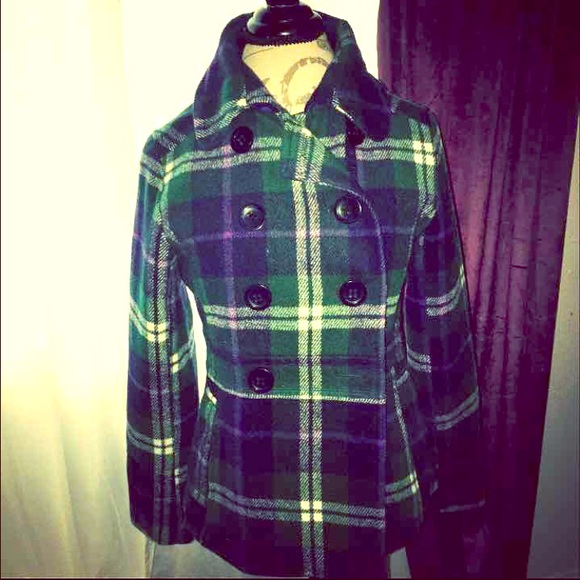 Plaid pea coat