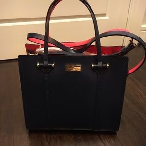 Kate Spade Navy Handbag Red Interior Color NWT