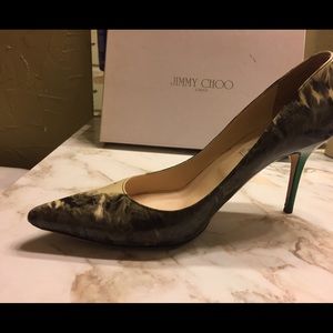 Jimmy Choo Tie Dye Patent Smoke with green heels!