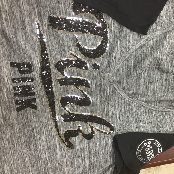 PINK black& gray sequin top