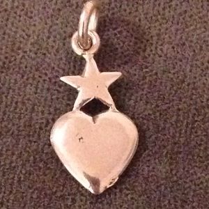 Sterling Silver Star & Heart Charm/Pendant, small