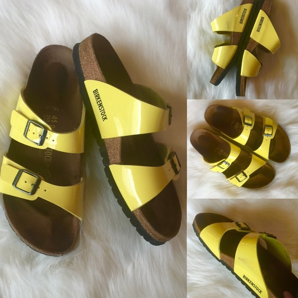 Birkenstock Shoes - BIRKENSTOCKS 🎀 PATENT Yellow Sandal Slides 9.5 10