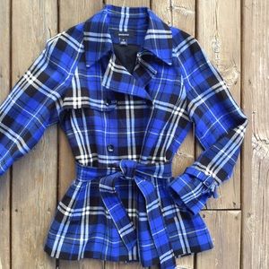 JONESWEAR Plaid Belted Coat Sz M