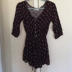 Small, mid sleeve, burgundy romper