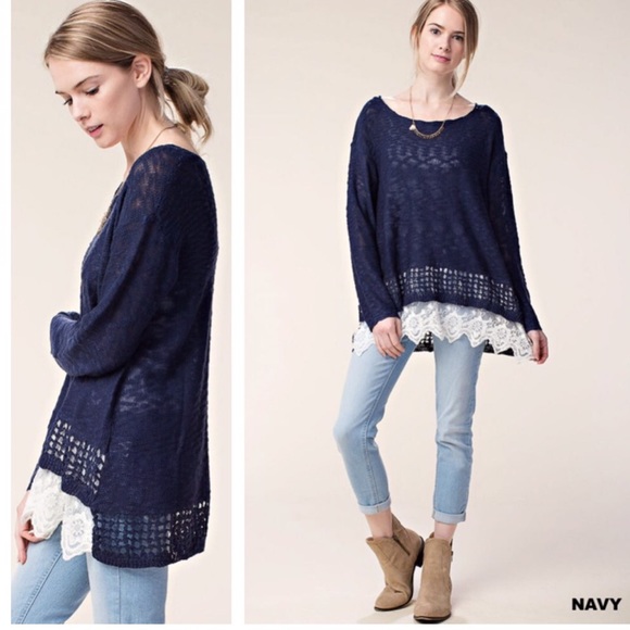 LACE TRIM SWEATER - Picture 2 of 3