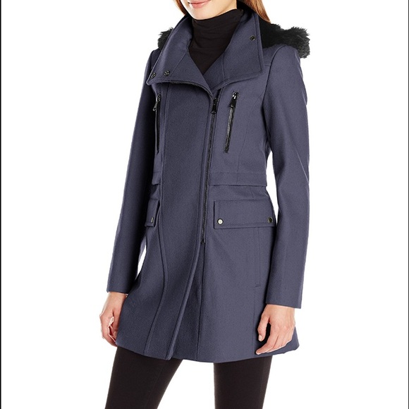 Marc New York Carissa coat gray 6 faux fur hood