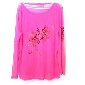 2X pink Thalia Sodi 100% nylon layered blouse