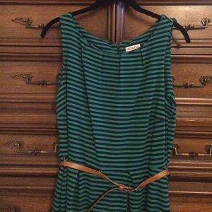 Green and navy stripe dress