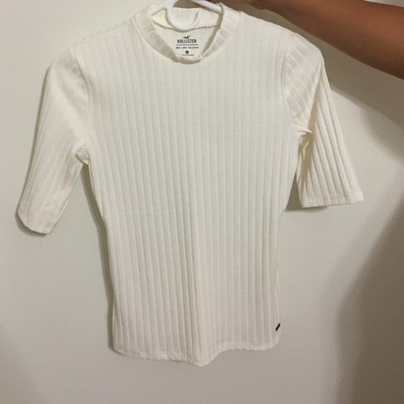 Hollister white mock neck shirt