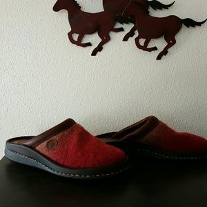 Born Pendelton wool look winter mules