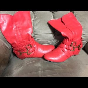 Fax Leather Red Boots