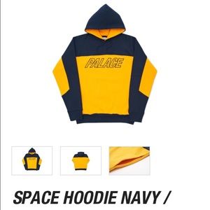 Palace Space Yellow/navy blue hoodie