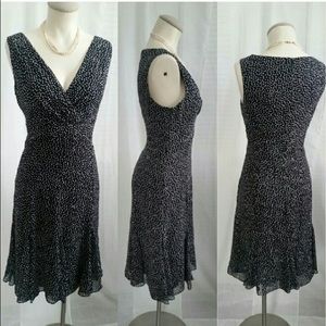 Chaps flirty semi sheer top layer dot dress