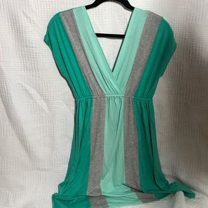 Teal grey and mint green dress