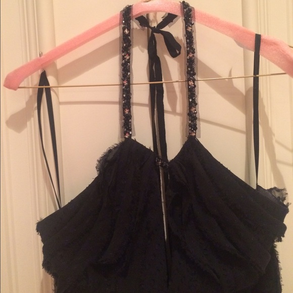 ❤️BCBG MAXAZRIA Jeweled Halter Tie Halter dress