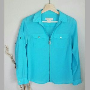 MICHAEL Michael Kors Zip Utility Roll-Tab Blouse