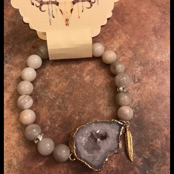 HP🎉Winter Agate Bead & Druzy Pendant - set of 3 - Picture 4 of 4