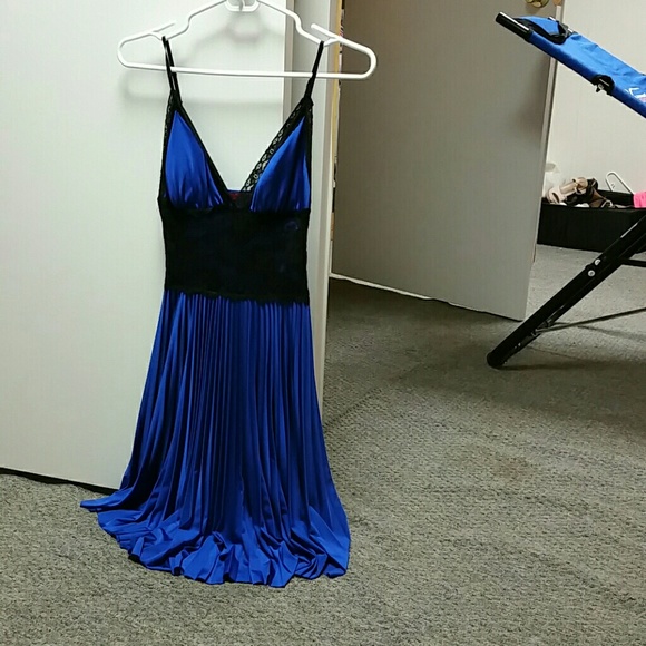 Blue with black lace dress