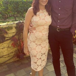 Form fitting blush dress