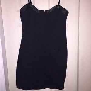 Kenzie black cocktail dress w faux leather detail