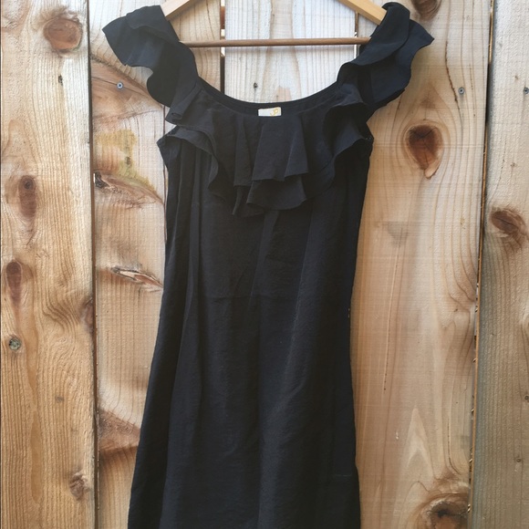 Black Ruffle Neck Mini Dress - Picture 2 of 3