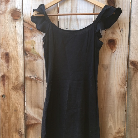 Black Ruffle Neck Mini Dress - Picture 3 of 3