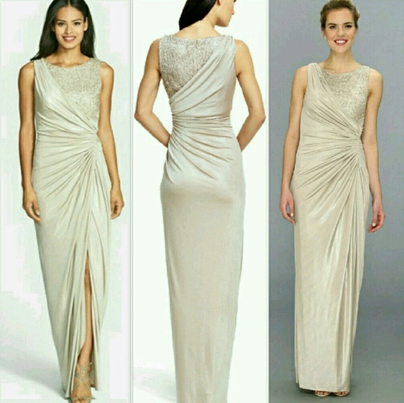 Beautiful Adrianna Papell Champagne Gown - Size 6