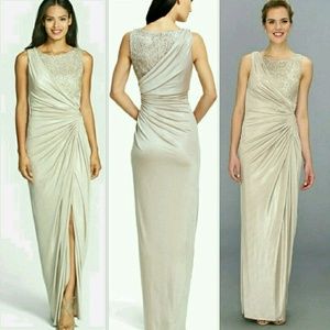 Beautiful Adrianna Papell Champagne Gown - Size 6