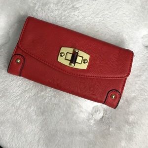 Red Wallet with Gold Accents