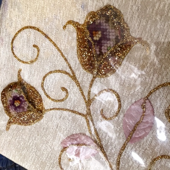 Plastic covered vintage embroidered purse handbag - Picture 2 of 4