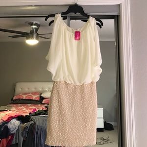 NEVER WORN WHITE AND GOLD DRESS