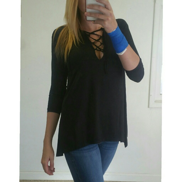 🔴 Last One! Black Hooded Strappy Top - Picture 2 of 3