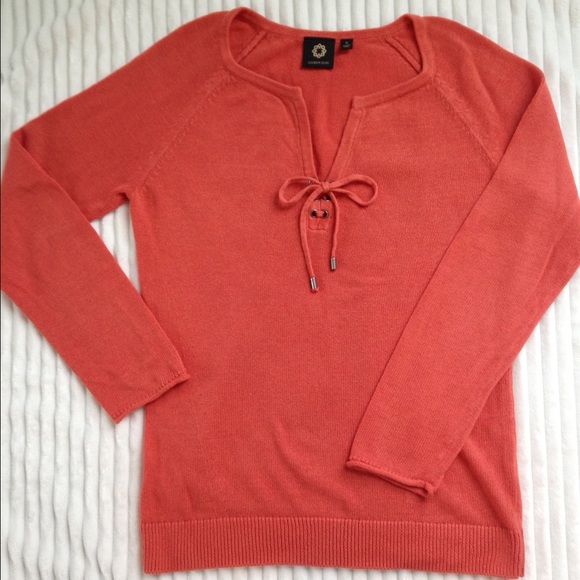 Spring weight, lace up sweater