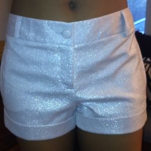 Express sparkly white shorts