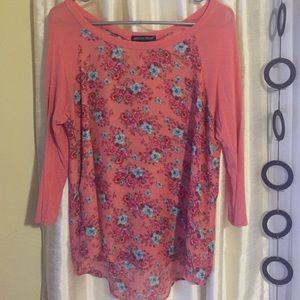 Coral baseball style shirt