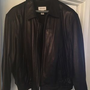 Men's XXL dark brown/black leather bomber jacket