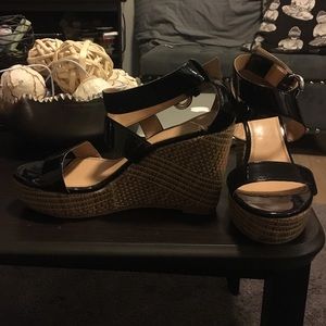 Black Patent Leather Wedges