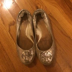 Tory Burch gold flats