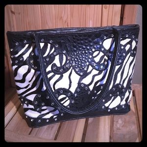 Like new never used Kurtmen design zebra croc tote