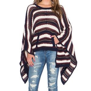 CHASER poncho sweater striped