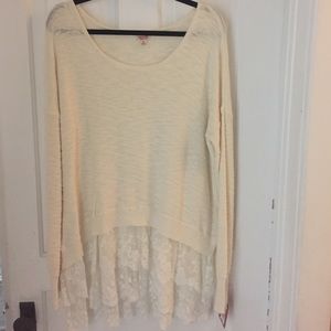 Mossimo Lightweight Sweater w/ Lace Bottom
