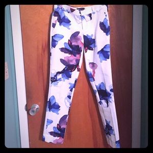 Floral Print Cotton Crop Pants
