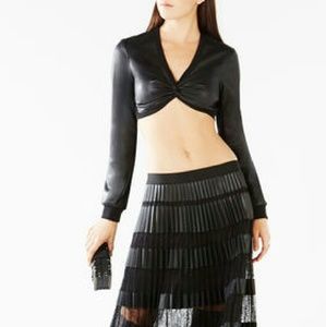 BCBGMAXAZRIA twisted faux leather crop top xs