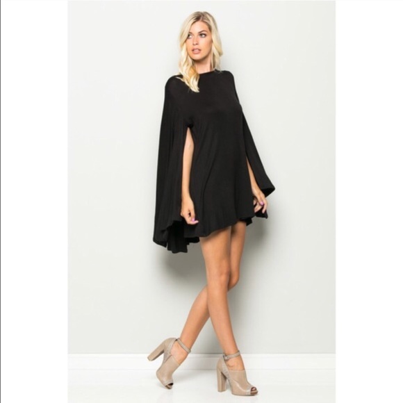 LAST ONE SALE!! Mini Cape Dress-BURGUNDY - Picture 2 of 3