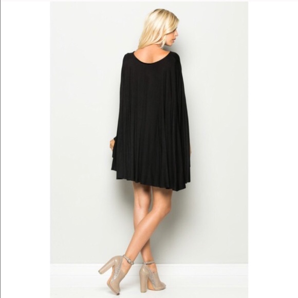 LAST ONE SALE!! Mini Cape Dress-BURGUNDY - Picture 3 of 3