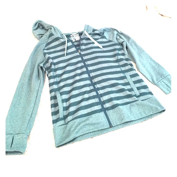 Green striped climawarm Adidas zip-up hoodie