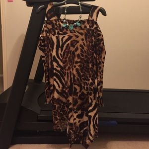 Plus Size Cheetah Print, long sleeve shirt.