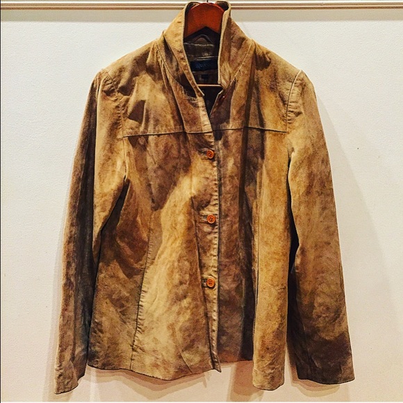 Tan 100% Suede a|wear Jacket 4 button EU12/US8