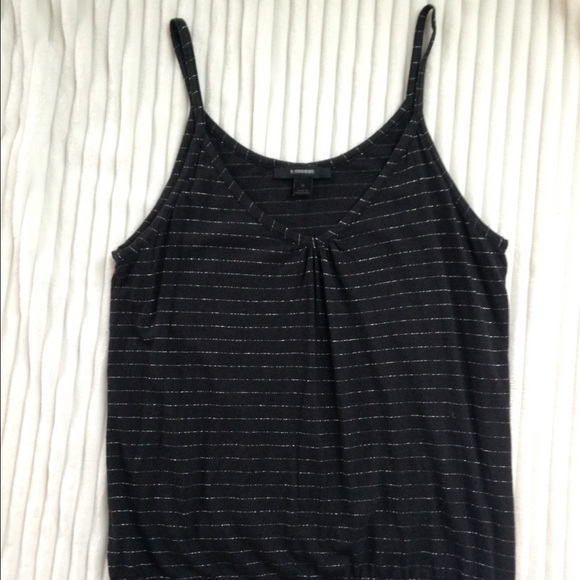 Metallic silver striped tank top